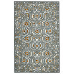 Amer Rugs - Romania Pecos Gray/Orange Hand-Hooked Wool Area Rug, 8'x10' - This lovely area rug in a classic floral pattern will be an exceptional addition to your home. It is hand-crafted with pride in India using 100% New Zealand wool, providing the highest level of comfort underfoot. Featuring a cotton backing to help prevent sliding and shifting, this rug is perfect for bedrooms, living rooms, and dining rooms alike.
