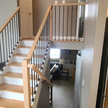 Black Metal Balusters & Wood Rail