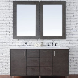 60 inch Silver Oak Finish Double Sink Bathroom Vanity Optional Tops - Bathroom Vanities And Sink Consoles