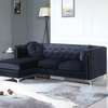 Pompano 83 in. Black Tufted Velvet Sectional With 2-Throw Pillow