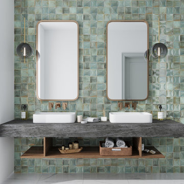 Sage Green 4x4 Glossy Ceramic Subway Tile