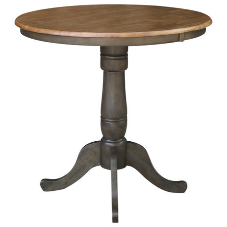 Round Top Pedestal Table, Hickory/Washed Coal, 36 Inch Round