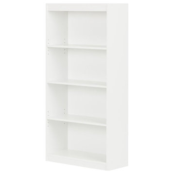 South Shore 4 Shelf Contemporary Bookcase in Pure White