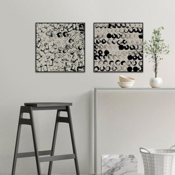 Black Circle Smudge Diptych