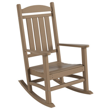 WestinTrends HDPE Outdoor Patio Adirondack Rocking Chair, Classic Porch Rocker, Weathered Wood