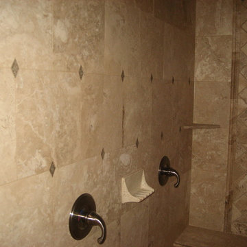 travertine shower and tub