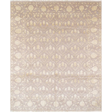 Pasargad Baku Collection Hand-Knotted Silk and Wool Area Rug, 7'11"x9'9"