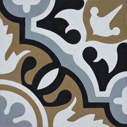 Moroccan Mosaic and Tile House - Baha Handmade Cement Tile, Brown/Black/Gray, Sample - Tile