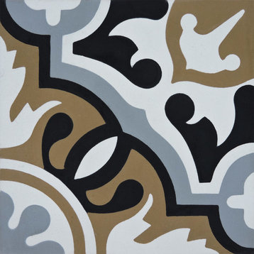 8"x8" Baha Handmade Cement Tile, Brown/Black/Gray, Set of 12