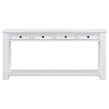 Console Table/Sofa Table with Storage Drawers  for Entryway Hallway, Antique White