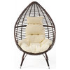 GDF Studio Dermot Teardrop Wicker Lounge Chair with Water Resistant Cushion
