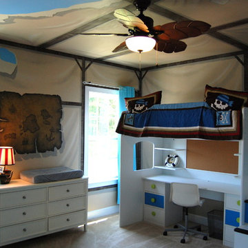 Treasure Island Pirate Mural Themed boys bedroom by MuralArt.com