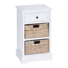 Wood Basket Cabinet, Antique White
