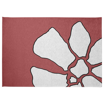 Petal Lines Spring Chenille Rug, Coral, 5'x7'