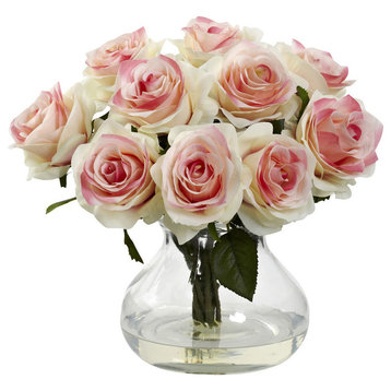 Rose Arrangement With Vase, Light Pink
