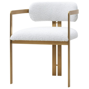 Modrest Feldon Modern White Fabric, Gold Dining Chair