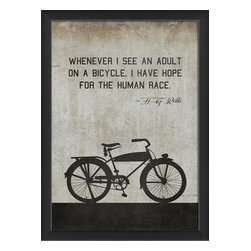 The Artwork Factory - Bicycle HG Wells Framed Artwork, White, Small - Prints And Posters