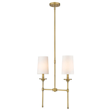 Emily Two Light Chandelier, Rubbed Brass