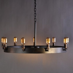 Horseless Carriage Wheel, 48", offset spokes - Chandeliers