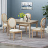 Jerome French Country Dining Chairs, Set of 4, Light Beige/Blue Floral/Natural, Fabric, Rubberwood