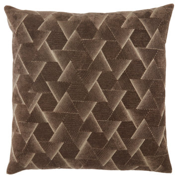 Jaipur Living Jacques Geometric Throw Pillow, Dark Taupe/Silver, Down Fill