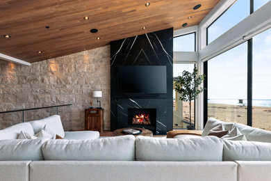 Trendy living room photo in Orange County