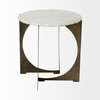 HomeRoots Round Live-Edge Side Table With Marble Top and Gold Metal Base