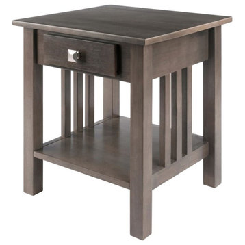 Winsome Stafford Transitional Solid Wood Storage End Table in Oyster Gray