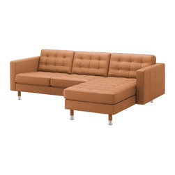 LANDSKRONA Canap&eacute; 3 places avec m&eacute;ridienne Grann/Bomstad brun dor&eacute;/m&eacute;tal - Sofas