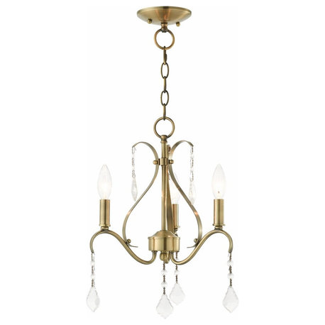 Traditional French Country Three Light Chandelier-Antique Brass Finish