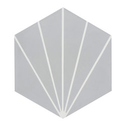 Moroccan Mosaic & Tile House - 8"x9" Menara Handmade Cement Tiles, Set of 12, Gray/White - Wall And Floor Tile