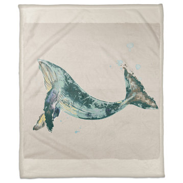 Teal Whale On Gray 50x60 Throw Blanket