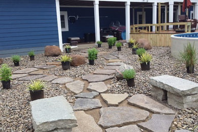 Mid-sized southwest backyard gravel aboveground pool photo in Columbus