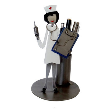 Nurse With Chart Business Card and Pen Holder