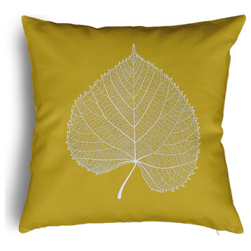 Leaf Study Accent Pillow With Removable Insert, Mustard, 16"x16"