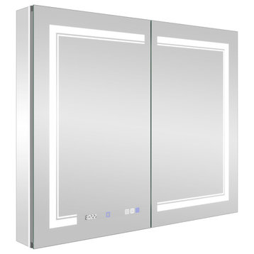 ExBrite LED Light Medicine Cabinet with Mirror and Defog, 40" X 32"