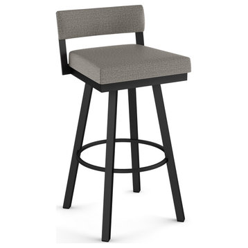 Amisco Travis Swivel Stool, Silver Gray Polyester/Black Metal, Counter Height