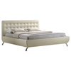 Elizabeth Pearlized Almond Modern Bed with Upholstered Headboard, King Size