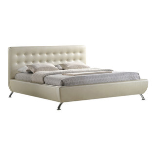 Baxton Studio Elizabeth Pearlized Almond Modern Bed Contemporary