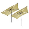 LAGarden 2-Pieces 10x6.5' Rectangle  Solar Patio Umbrella w/ 20 Leds Crank Tilt