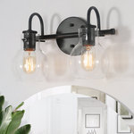 LNC - LNC Modern Bell Shade 2-Light Black Bathroom Vanity Light - This 2-light modern black bathroom vanity light from LNC lighting spruces up your space with its glamorous effect! No matter in the shape design or the finish choice, this charming vanity light will give your space a stunning appearance. Aesthetically, we break the redundant and embrace simple design: a round backplate, a linear bar, a pair of swooping arms and funnel shades which makes it minimalism yet not monotonous. Color -wise, the vanity light adopts the warming gold palette (not too shiny nor too matte), which makes it not constrained to any styles. Lighting up your mirror, cabinet, murals, it can be a sweet spot where it blends any luxury elements.