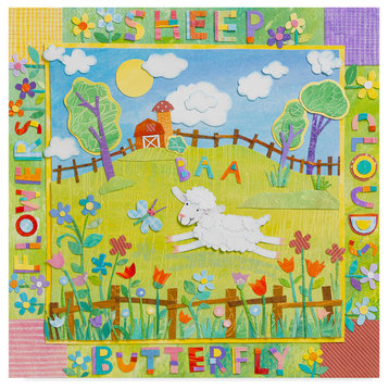 Cheryl Piperberg 'Sheep Jumping' Canvas Art, 14"x14"