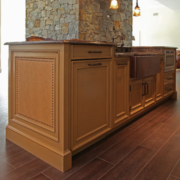 Rustic Lower Level Kitchen with adjacent Theater Room