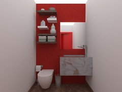 Red Bathroom - Baño de visitas con acabados de color rojo