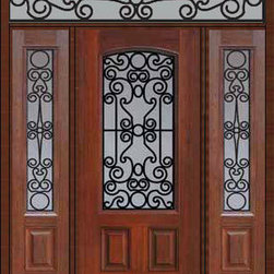 Prehung Side lights-Transom Door 80 Fiberglass Genoa Arch Lite - Front Doors