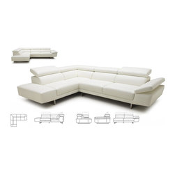 Leather 1717 Sectional Sofa with Adjustable Headrests - Sectional Sofas