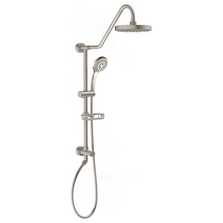 Kauai Brass Rain Shower System With Handheld, 1.8 GPM, Brushed Nickel
