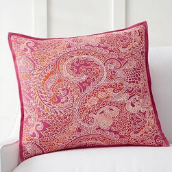 Pottery Barn - Trinity Paisley Pillow Cover, 20", Pink Multi - Decorative Pillows