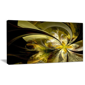 "Bright Golden Fractal Flower Design" Modern Floral Canvas Print, 40"x20"