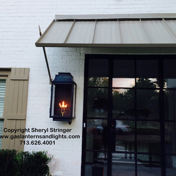 Sheryl's Extra Large Flush Mount Contemporary Gas Lantern with Dark Patina Finis